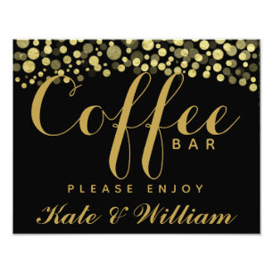 Gold & Black Coffee Bar personalisiertes Hochzeits Fotodruck