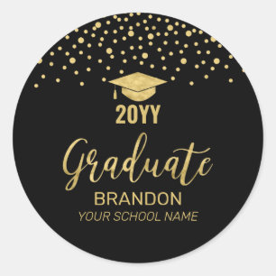 Gold Black Confetti 2022 Graduation Party Favor Runder Aufkleber