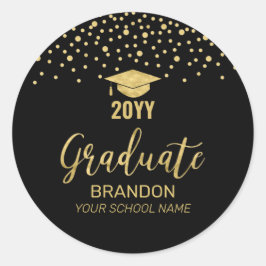 Gold Black Confetti 2022 Graduation Party Gefallen Runder Aufkleber
