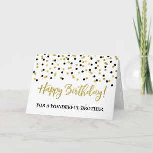 Gold Black Confetti Brother Birthday Card Karte