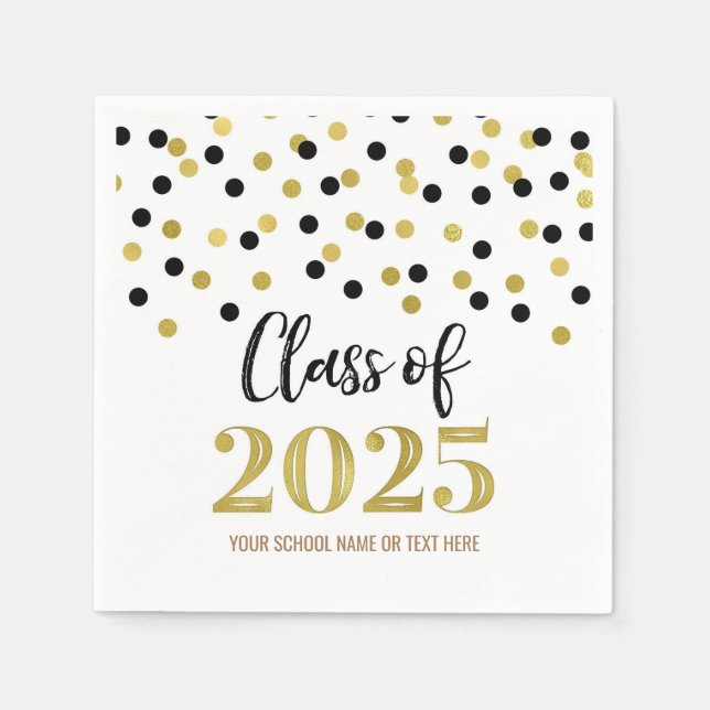 Gold Black Confetti Class of 2025 Napkins Serviette (Vorderseite)