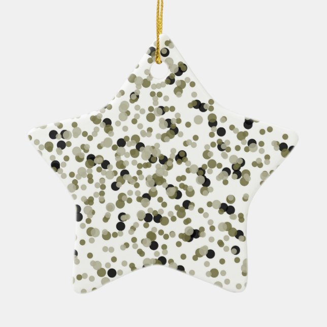 Gold Black Confetti Dots Keramik Ornament (Vorne)