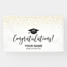 Gold & Black Confetti Gratulation Abschluss Banner