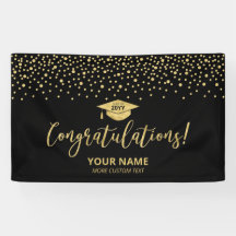 Gold & Black Confetti Gratulation Abschluss