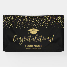 Gold & Black Confetti Gratulation Abschluss Banner