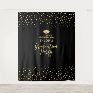 Gold & Black Confetti   Hintergrund der Absolvente Wandteppich