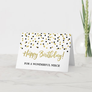 Gold Black Confetti Niece Birthday Card Karte