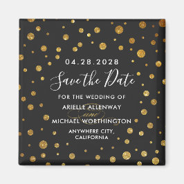 Gold Black Confetti Wedding Speichern Sie die Datu Magnet