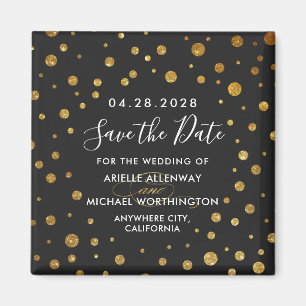 Gold Black Confetti Wedding Speichern Sie die Datu Magnet
