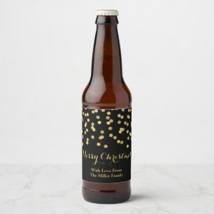 Gold Black Confetti Weihnachtsbierlabel Bierflaschenetikett