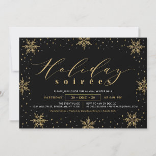 Gold & Black Corporate Holiday Soiree Party Einladung