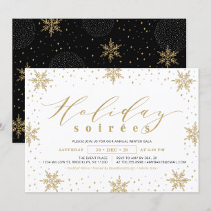 Gold & Black Corporate Holiday Soiree Party Einladung
