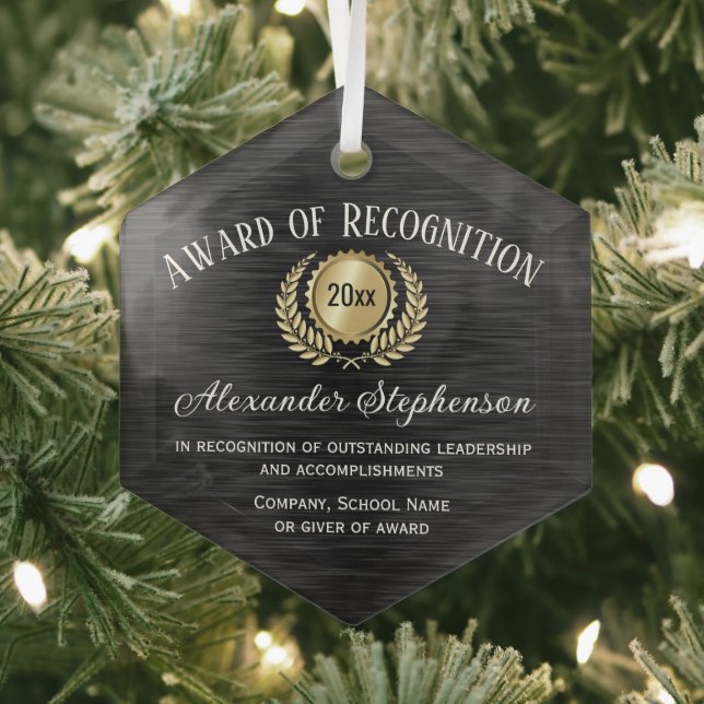 Gold Black Customizable Recognition Award Ornament Aus Glas (Insitu)