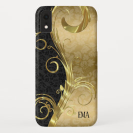 Gold Black Damask Gold Wirbel Case-Mate iPhone Hülle