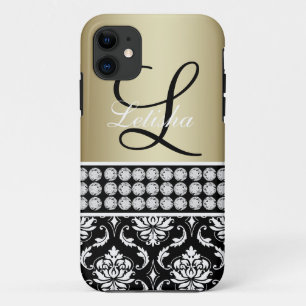 Gold Black Damast Namensmonogramm iPhone 5 Hülle