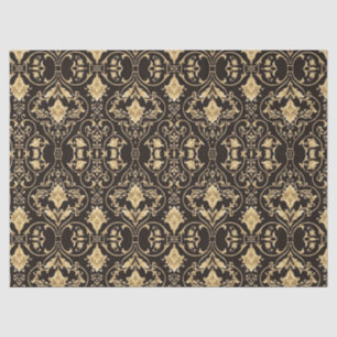 Gold Black Demask Goth Lace Muster Decoupage Seidenpapier