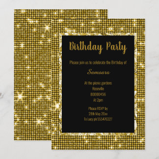 GOLD BLACK DISCO THEMA JEDEN ANLASS GEBURTSTAG SCH EINLADUNG