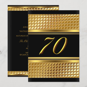 Gold & Black Einladung zur 70. Geburtstagsfeier