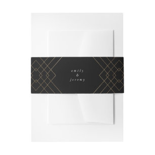 Gold Black Elegance Diamond Geo Deko Wedding Einladungsbanderole