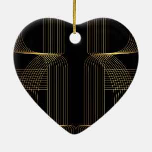 Gold, black, elegant, cool, unique trendy line art keramik ornament