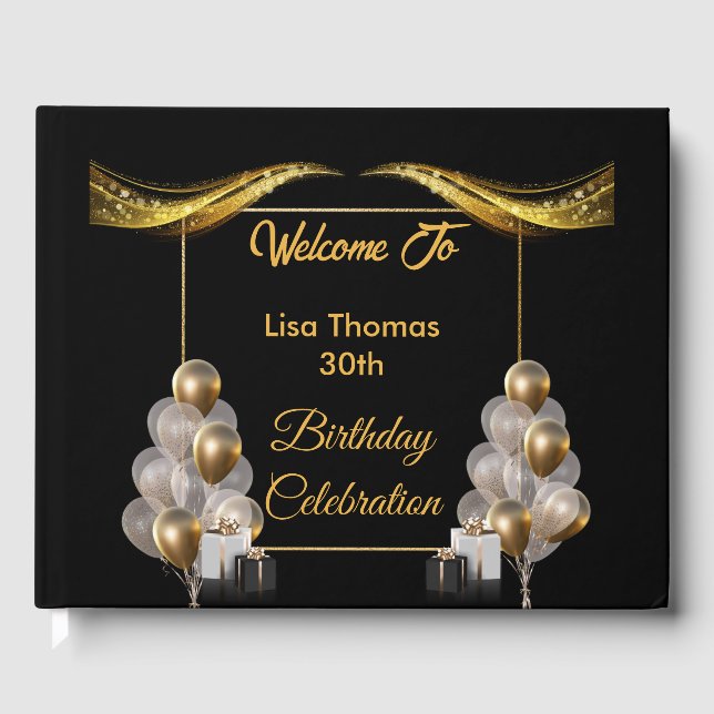 Gold Black Elegant Gästebuch (Vorderseite)