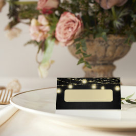 Gold Black Elegant Script Food Label Zent Platzkarte