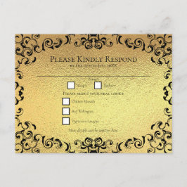 Gold Black Elegant Swirl Gotische Hochzeit Feiertagspostkarte