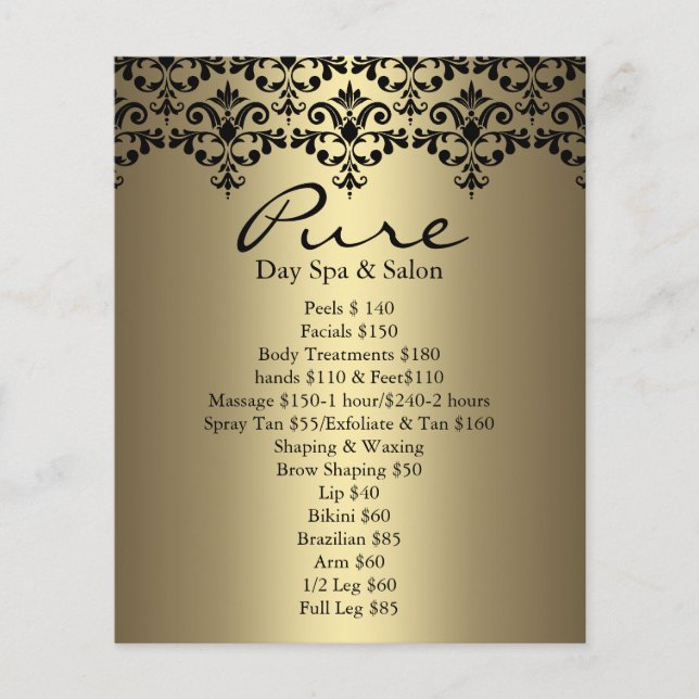 Gold & Black Elegante Damask Flyer (Vorne)