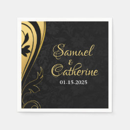 Gold Black Elegante Hochzeit Jahrestag personalisi Serviette
