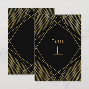 Gold & Black Elegante moderne Glam-Deco-Tischnumme Einladung