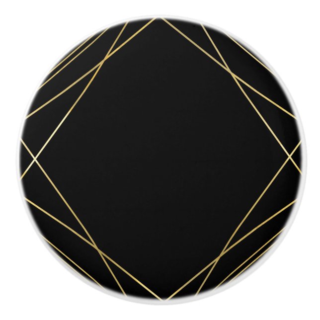 Gold & Black Elegante Moderner geometrischer Glam  Keramikknauf (Vorderseite)