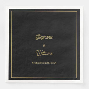 Gold Black Elegante Name Einfache Minimale Hochzei Serviette