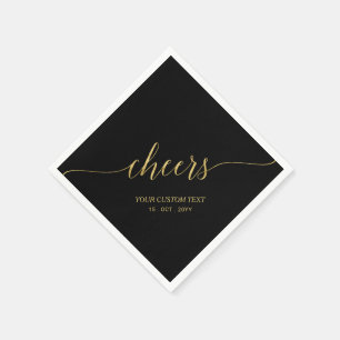 Gold & Black Elegante Stylische Beschriftung Prost Serviette
