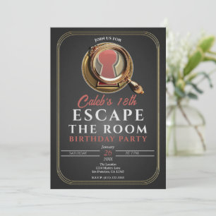Gold & Black Escape Room Spiel Geburtstagsfeier Einladung