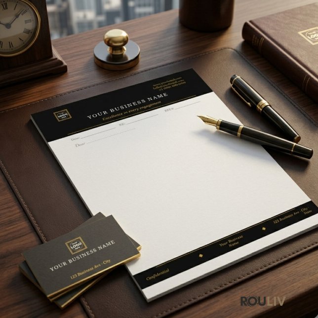 Gold Black Executive Briefkopf | Luxuriöses Geschä (Gold Navy Executive Letterhead | Luxury Business Stationery)