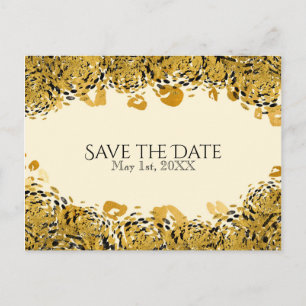Gold & Black Exotic Jungle Cheetah Save the Date Ankündigungspostkarte