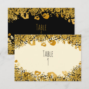 Gold & Black Exotische Dschungel-Tischnummerkarte Einladung