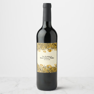 Gold & Black Exotischer Dschungel-Chic-Leoparden-W Weinetikett