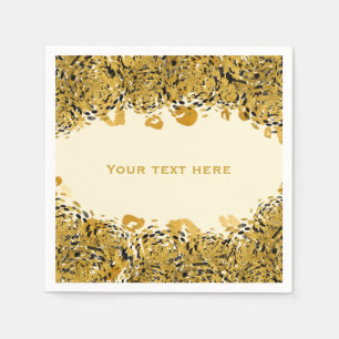 Gold & Black Exotischer Dschungel Gepard Creme Serviette