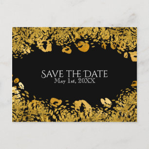Gold & Black Exotischer Dschungel Gepard Save the  Ankündigungspostkarte