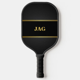 Gold Black Faux Carbon Monogram Pickleball Paddle
