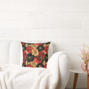 Gold Black Floral Party Brautparty Kissen