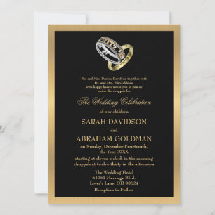 Gold Black Formal Traditional Jewish Wedding Invit Einladung