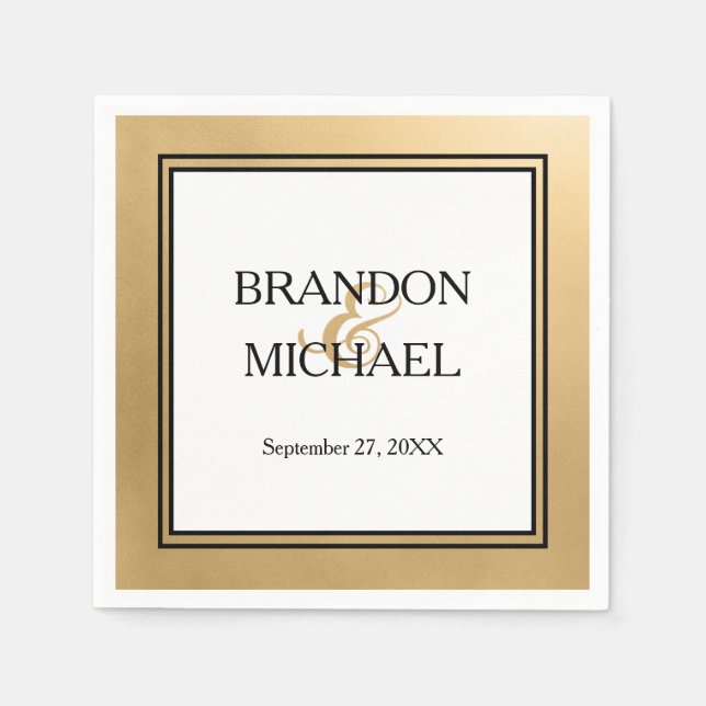 Gold Black Formal Wedding Paper Napkin Serviette (Vorderseite)