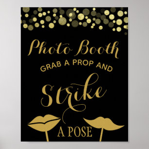 Gold & Black Fotobox Party- oder Hochzeitsschild Poster