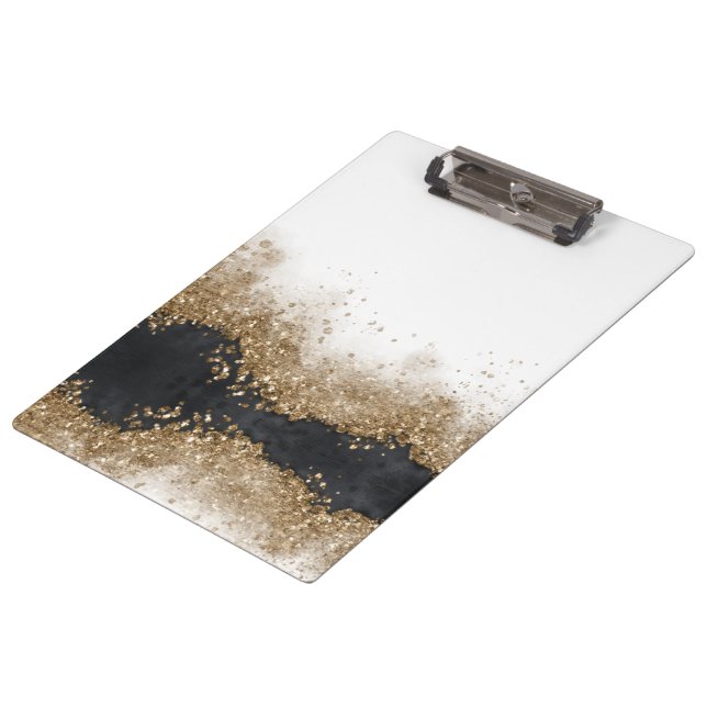 Gold & Black Friseursalon Klemmbrett (Schrägansicht)
