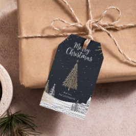 Gold & Black Frohe Weihnachten Feiertag Geschenkanhänger