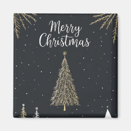 Gold & Black Frohe Weihnachten Holiday Magnet
