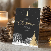 Gold & Black Frohe Weihnachten Kalligrafie gefalte