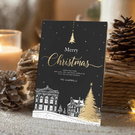 Gold & Black Frohe Weihnachten Kalligrafie gefalte